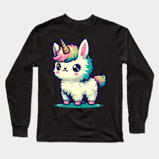 Kawaii rainbow llamacorn unicorn llama Long Sleeve T-Shirt